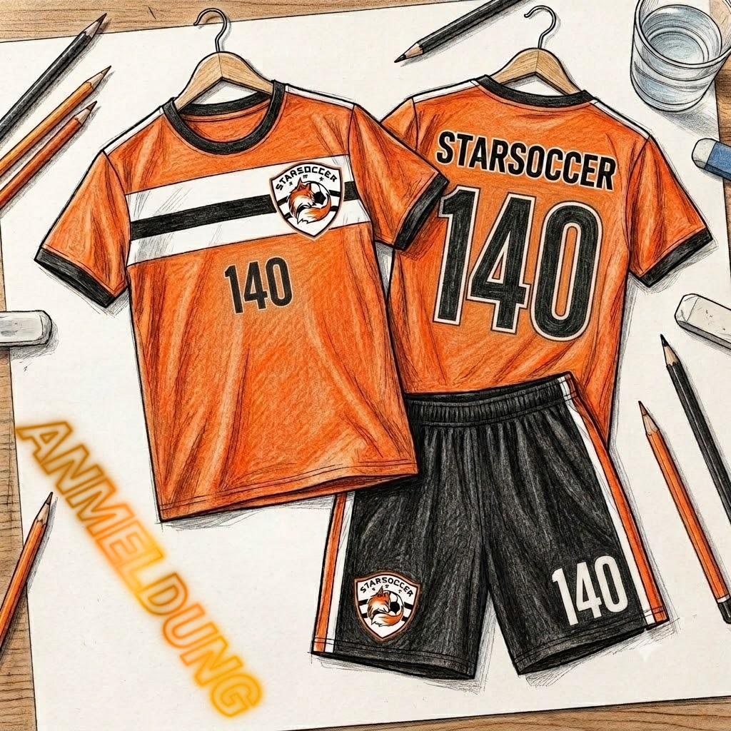 StarSoccer Trikot und Hose Set für Kinder auf dem Fussballplatz